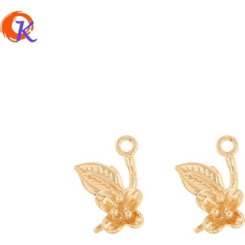 Cordial Design 50Pcs 9*13MM Jewelry Accessories/DIY Making/Charms/Flower Shape/Genuine Gold Plating/Hand Made/Earring Findings