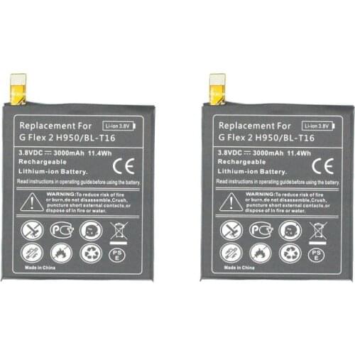 ITopZea 2pcs/lot 3000mAh BL-T16 / BL T16 Replacement Battery For LG G flex 2 Vu 4 Vu4 H950 H955 H959 US995 LS996 H955A ect