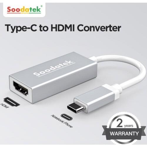 Soodatek USB C HDMI Cable Type C to HDMI Thunderbolt 3 Adapter for MacBook Samsung Galaxy S10/S9 Huawei Mate 20 P20 USB-C HDMI