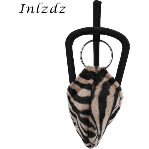 Mens Lingerie Panties Underwear Cherry Leopard Print Strapless O-ring Bulge Pouch C-string Briefs for Valentine Day Honeymoon