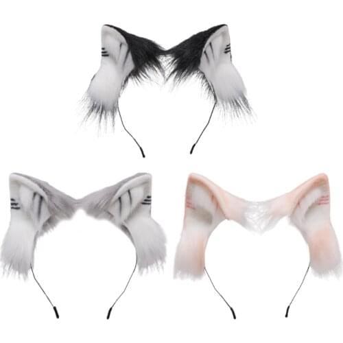Unisex Lovely Animal Cat Ears Headbands Faux Fur Hairhoop Headclip Hair Costume Accessories for Cosplay Party Club