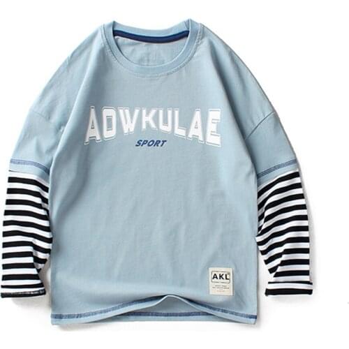 Spring 2021New Year Costume Children Clothes Sweatshirts Pure Cotton Comfort Boys T-Shirt With Long Sleeves Stripe Base Shirt