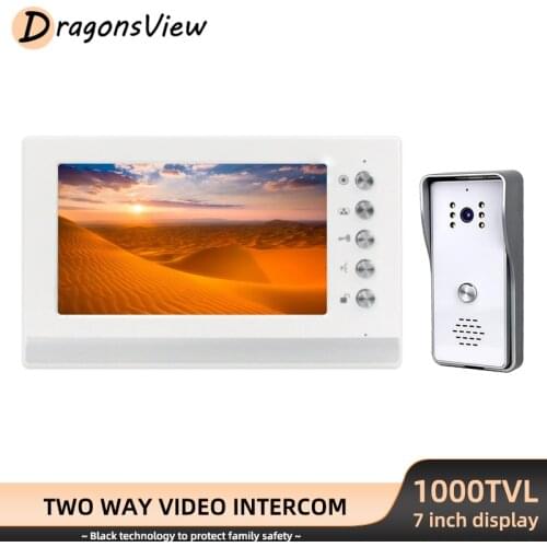 Dragonsview 7 Inch Video Door Phone Intercom with 1000TVL Doorbell Camera Single Outdoor Call Panel IP65 for Home Security