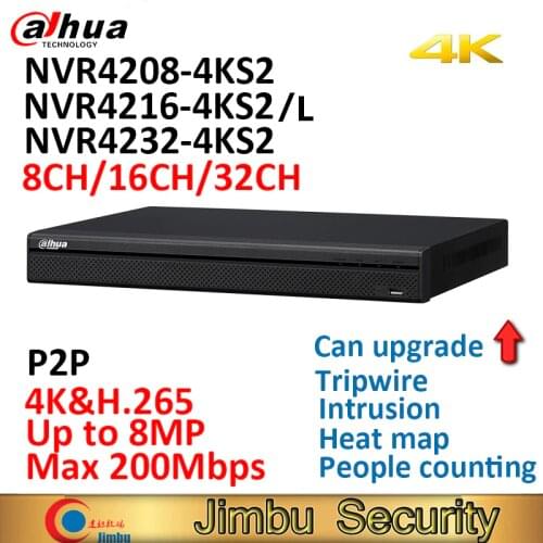 Dahua 4K NVR NVR4208-4KS2 8CH NVR4216-4KS2/L 16CH NVR4232-4KS2 32CH Up to 8MP nvr security camera system dvr camera recorder