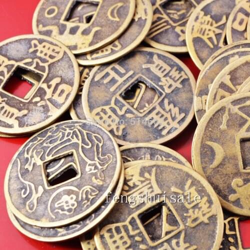 Vintage charm 10pcs Chinese Qing Emperor Brass Auspicious I Ching Coins Lucky Dia:1.7" Y1116B