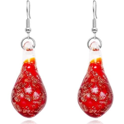 HF JEL Handmade Murano Glass Drop Earrings for Women Lampwork Glass Jewelry Womens Water Drop Earring Christmas Gift Fashion