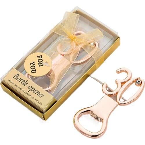Zinc Alloy Made Gold color Beer Bottle Opener 30th Birthday Gift Digital Shape Wedding favors For Guests Kitchen Accessories