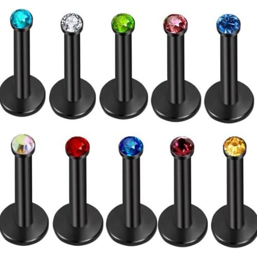 10pcs Stainless Steel Crystal Barbell Stud Lip Tragus Piercings Helix Cartilage
