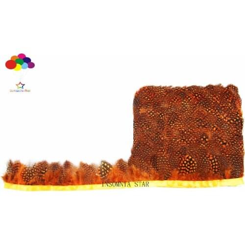 10 yards high quality pearl pheasant feather trim orange cloth sideband 4-6cm wide for skirt wedding dress party DIY crafts