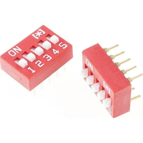 1000pcs 5 ways DIP Switch Top actuated 2.54mm Pitch Through Hole Rohs New Free shipping by express