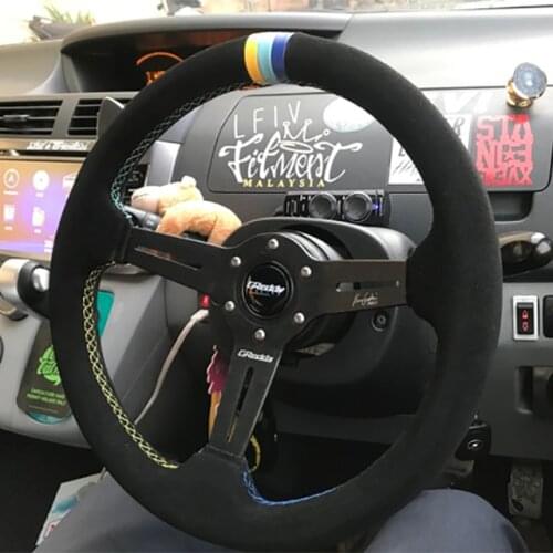 14inch GPP Suede Leather Steering Wheels With 3 Color Stitching