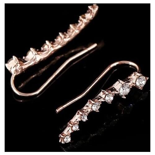 ZLDYOU 2PCS Women Fashion Wedding Party Gifts Jewelry Full Rhinestone Ear Cuff Link Statement Crystal Clip Earrings