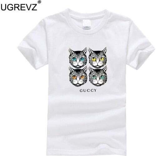 2021 Big Boys t shirt for Kids Short Sleeve Cotton Summer Teenage Clothes Tops Cat head t-shirt Toddler Girl tshirt 8 10 12 Year