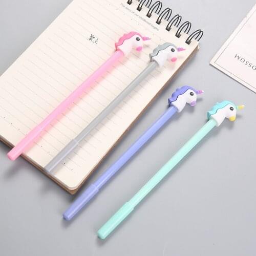40 Pcs Young Girls Heart Cute Unicorn Middle Sex Pen Small Fresh Student Black Signature Pen Office Writing Tool stationery