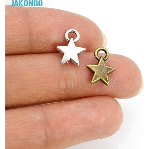 50pcs Silver Plated Star Charms Pendants for Jewelry Making Bracelet Findings DIY Handmade Craft 12x9mm