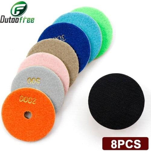 Tungfull 7 pieces +1 Back-up Pad 4" Diamond Flexible Wet Water Grinding Disc for Mable Stone Ceramic Tiles Polishing