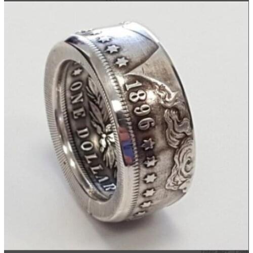 90% silver Morgan Silver Dollar Coin Ring '1896'Customized Dates Handmade In Sizes 8-16