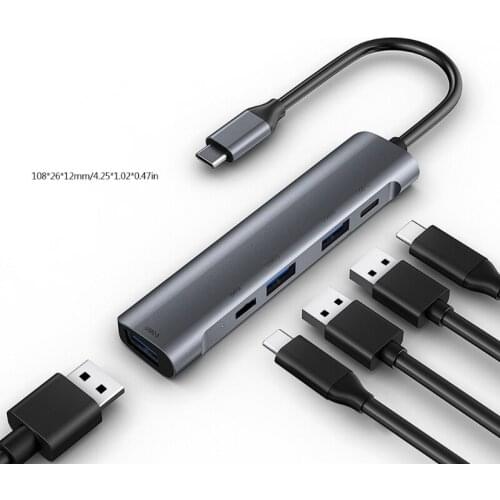 Multi-Ports Type C HUB Adapter 5 in 1 USB C to USB 3.0 HDMI-Compatible Dock