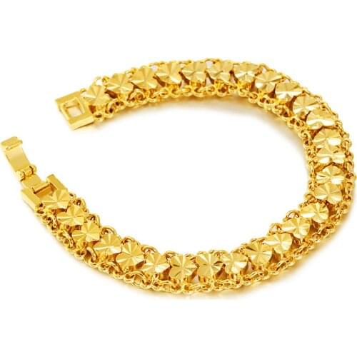 Vintage 12mm Female Gold Color Love Heart Chain Link Bracelet For Women Jewelry Wohlesale Braclet 18/20cm Womens Bracelet 2021