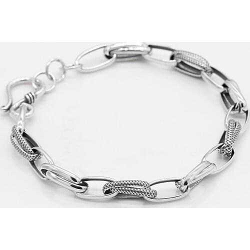 Solid 925 Sterling Silver David Inspired Bracelets Cable Wire Vintage Punk Antique Link Chain Bracelet for Male Women Jewelry