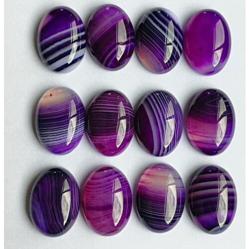 Natural stone bead fashion charm purple Striped Onyx for jewelry making 13X18MM cab cabochon oval Ring accessories 20Pcs/lot