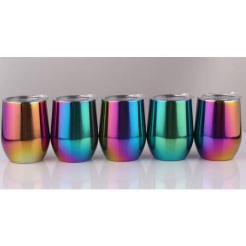 Quevin30pcs Rainbow 9oz Egg Cups wine glass double wall stainless steel vacuum insulated Cups drinking coffee cups tea Beer Cups