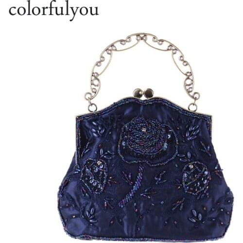 Elegant woman Evening Bags Embroidery Bridal Clutch Floral Rose Bag vintage Crystal Shoulder Bag for Wedding Female Purse 2019