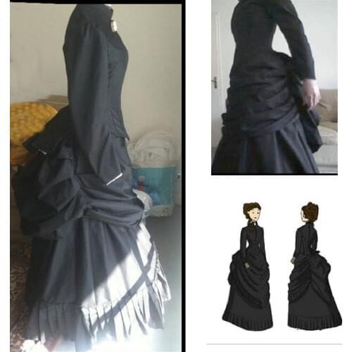 HistoricalCustomer-made Black 1800S Victorian dress 1860s Civil war Dress Vintage Costumes Southern Belle Prom Gown US6-36 V-350