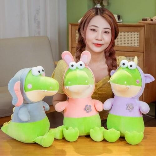 22/35/45CM Cute Dinosaur Transform Into Unicorn Rabbbit Elephant Plush Toy Stuffed Cartoon Animal Doll Kawaii Gifts For Kids