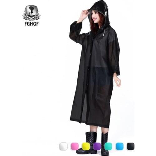 FGHGF Fashion EVA Women Raincoat Thickened Waterproof Rain Coat Women Clear Transparent Camping Waterproof Rainwear Suit