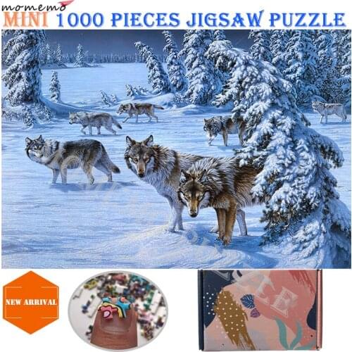 MOMEMO Wolf In The Snow Jigsaw Picture Puzzles Adults 1000 Pieces Wooden Assembling Puzzles Toys Animal Puzzle Games Nice Gifts
