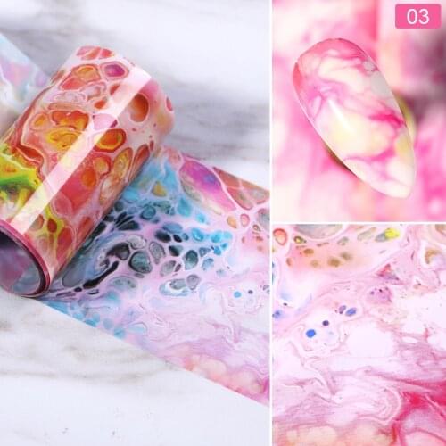Marble Nail Foil for Manicuring UV Gel Polish Sticker Colorful Flowers Design Transfer Decal Nail Art Decoration Wraps
