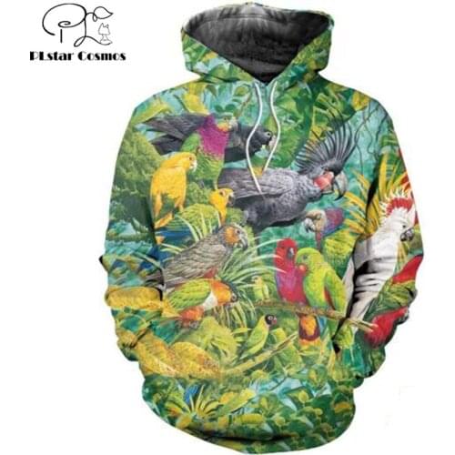 Plstar Cosmos animal New Fashion Harajuku casual 3D Printed Hoodie/Sweatshirt/Jacket Mens Womens MACAW parrot bird style-13