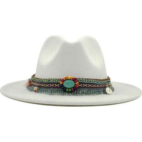 New Men Women Wide Brim Wool Felt Fedora Panama Hat with Belt Buckle Jazz Trilby Cap Party Formal Top Hat In Pink,black X XL