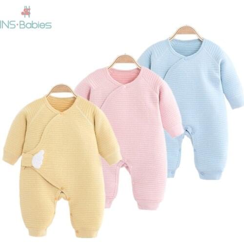 Baby Girls Clothes 2021 Spring And Autumn Newborn Rompers For Boy Warm Climbing Jumpsuit 0-6 Months Long Sleeve Cotton Clothing
