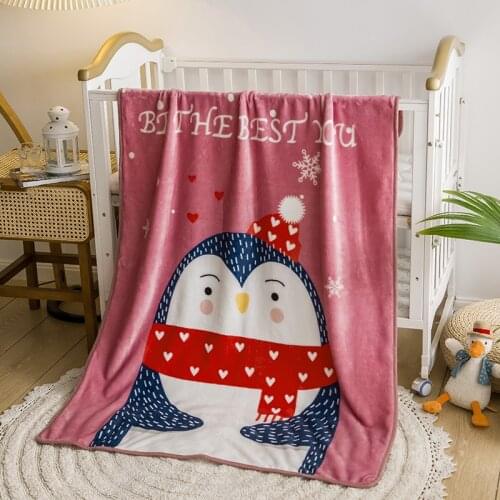Single Layer Children Flannel Blanket Funny Cartoon Animals Print Coral Fleece Blankets Super Soft Kids Bedspread 100x140cm