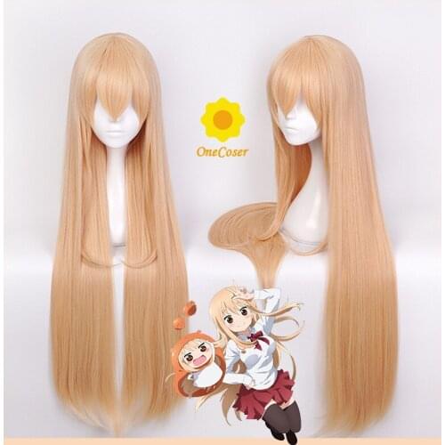 Himouto Umaru-chan Cosplay Wig Doma Umaru Long Light Orange Hair Heat-resistant Fiber Hair + Wig Cap Halloween Party Girls Women