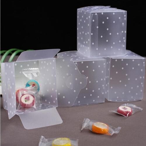 10pcs Plastic Cookie Gift Box Party Candy Packaging Box Gift Candy Box Square PVC Chocolate Bags Wedding Event & Party Supplies