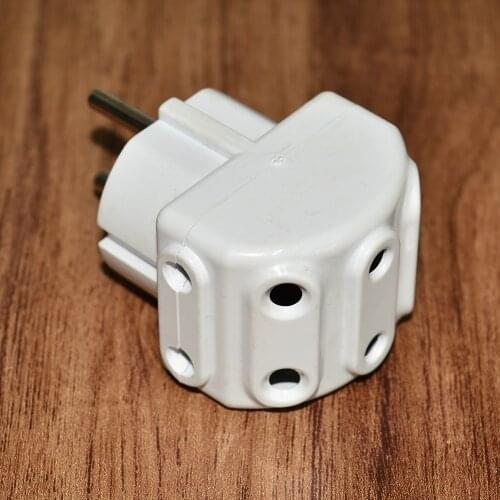 PnpnElectric Ayka White 5 Gang Ungrounded Plug Socket 1P + N 16A Plastic IP44 Portable Usage 220 VAC Electric plug