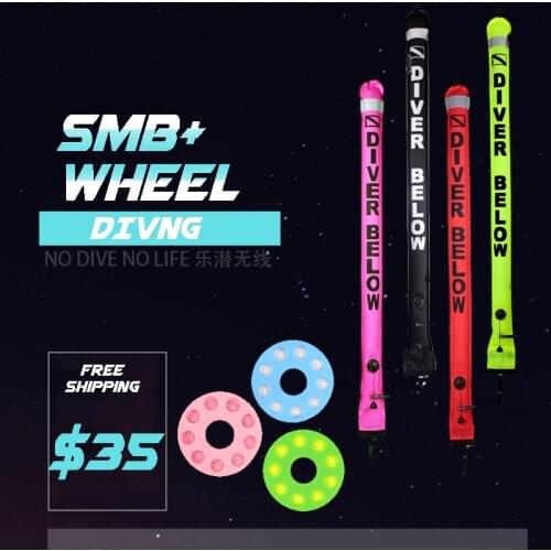 Scuba diving SMB+Line whee Diving equipment Surface safety buoy Diving lifesaving articles Warning stick Free shipping