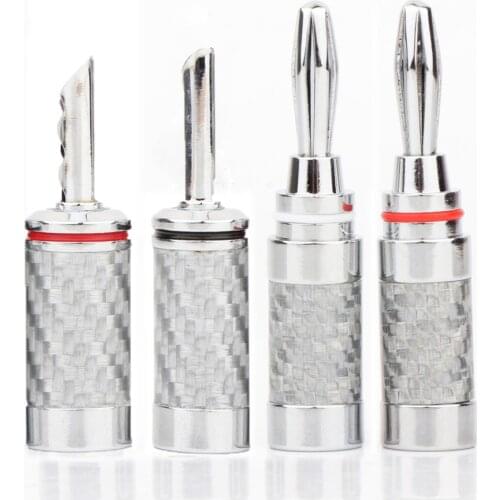 Preffair 8PCS BA17752/BA1753 Hifi Banana Jack High Quality Carbon Fiber Rhodium Plated Speaker Cable Banana Plug