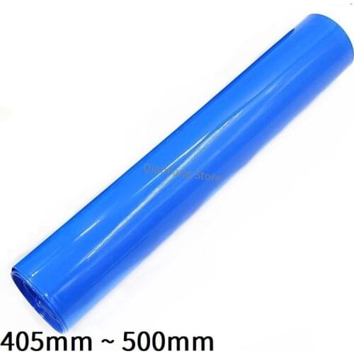 PVC Heat Shrink Tube 405mm ~ 500mm Blue Protector Shrinkable Cable Sleeve Sheath Pack Cover for 18650 Lithium Battery Film Wrap