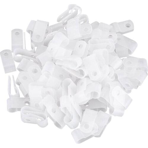 R Type Fastener Harness 6.4mm Wire Cable Tube Hose Clip Clamp 100 Pcs