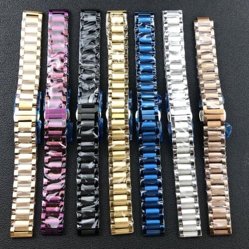 6 Colors solid high quality stainless steel wristband mens strap metal band for watchbands 16mm waterproof for women’s mi band