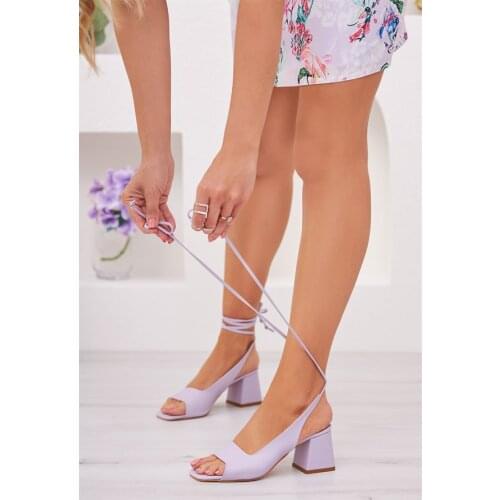 Harve Lilac Color Attached To a Wrist Heels Sandals Casual Sandals Shoes for Women 2021 Famous Designer Brand Slippers Fashion Hig