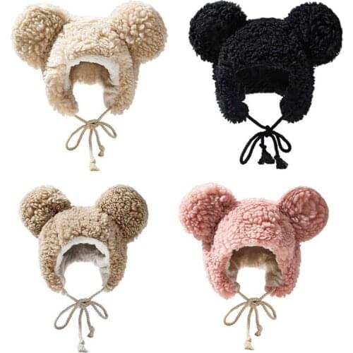 Lei Feng hat Lamb Wool Cap Fashion Solid Color Plush Hats Autumn Winter Hat All-match Fall Winter Lamb Hat Outdoor Trend