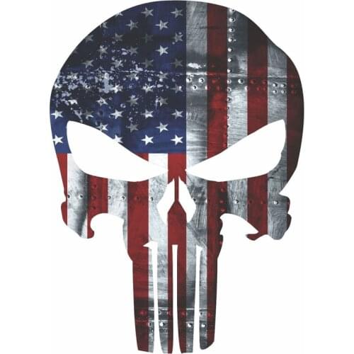 9.6CMX13.2CM PUNISHER AMERICAN USA SNIPER COLOR FLAG SKULL Reflective Car Stickers C1-6007