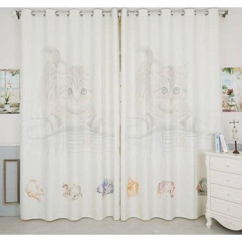 Personal Tailor 2x Grommet Window Drapery Curtain Nursery Kids Children Room Window Dressing Tulle 200x260cm Cat White