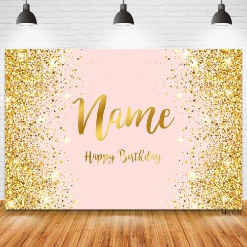 Custom Name Gold Glitter Silver Dots Decoration Baby Birthday Party Portrait Photocall Backdrops Vinyl Photography Backgrounds