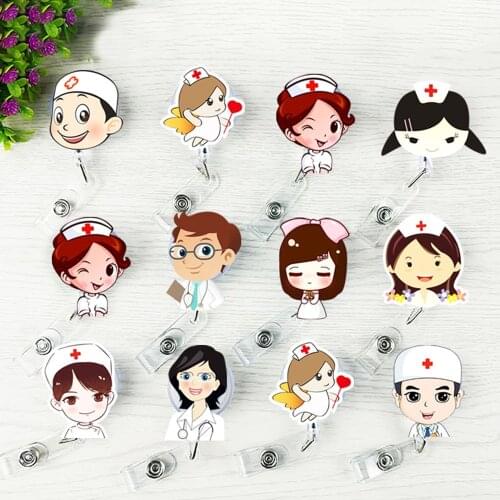 Retractable Doctors Nurse Badge Holder Office Pull Lanyard Name Tag Card Badge Holder Name Card Holder ID Badge Reel